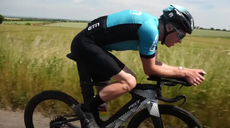 A cyclist doing high-intensity interval training