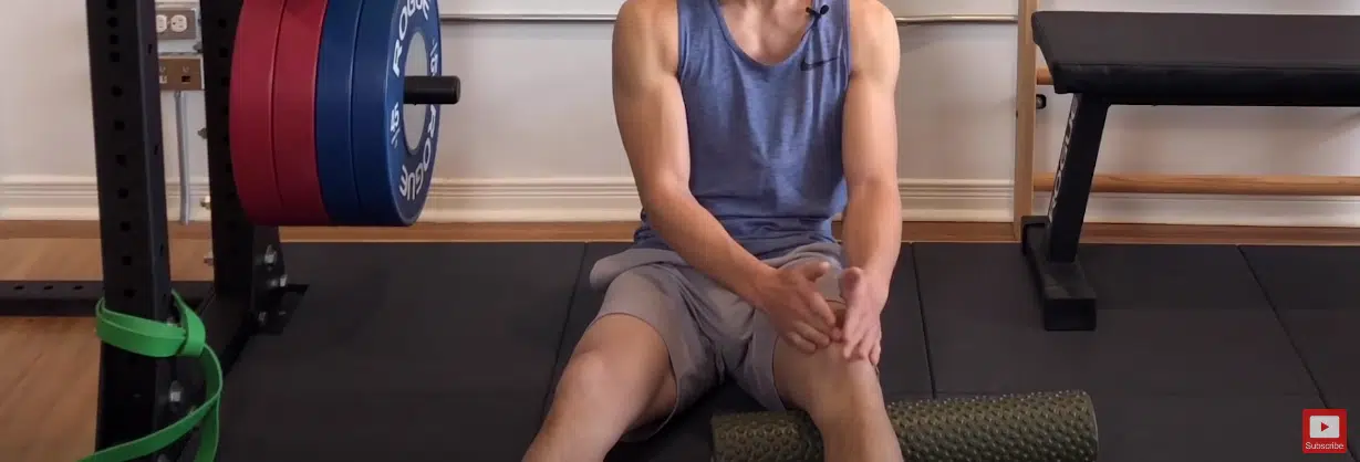 A cyclist warming up to protect their knees