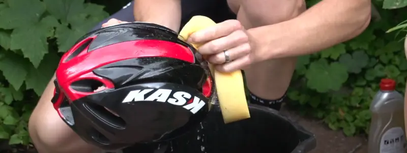 A cyclist wearing a clean, well-ventilated helmet