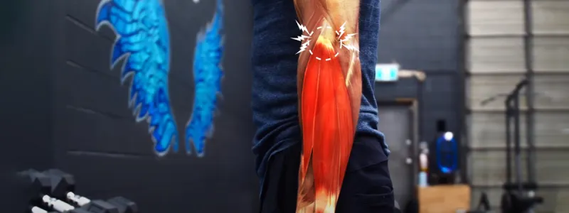 Anatomical diagram of the elbow joint and tendons
