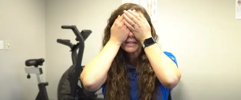 Cyclist experiencing a headache when moving their eyes