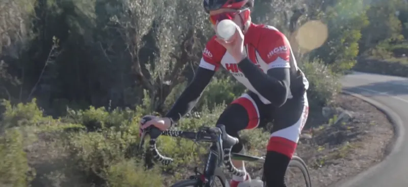 Cyclist performing warm-up before long ride