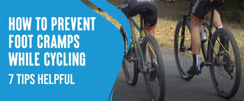 Cyclist stretching calf muscle to prevent foot cramps