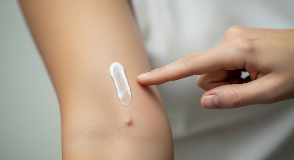 Apply cream on inner elbow vein spot