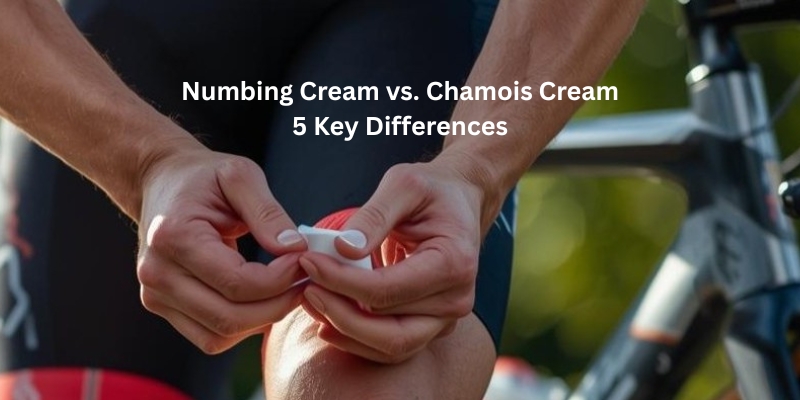 Cyclist applying chamois cream prior to riding