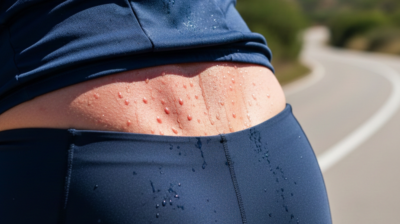 Cycling heat rash on lower back