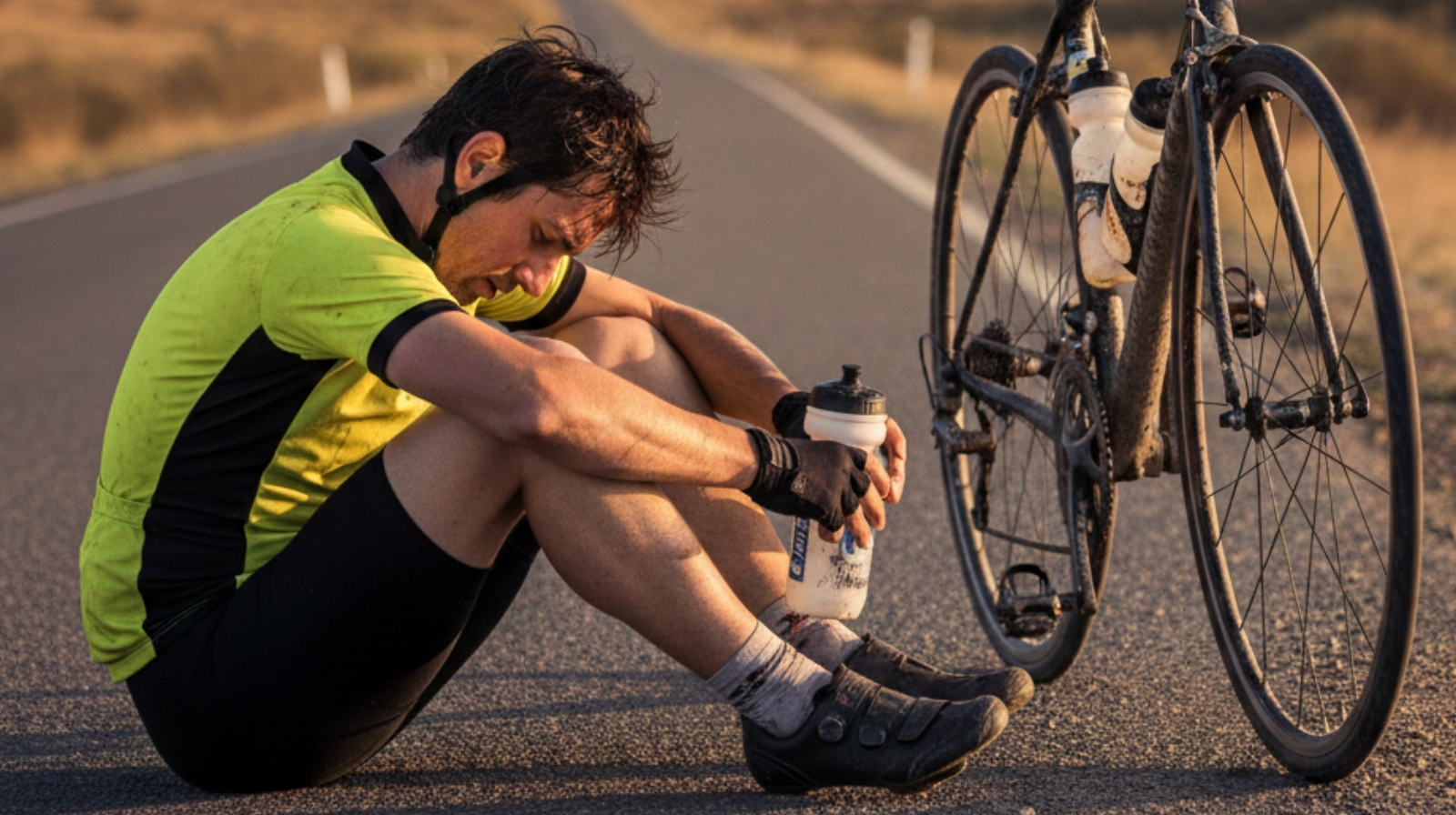 Cyclist recovering after long-distance ride