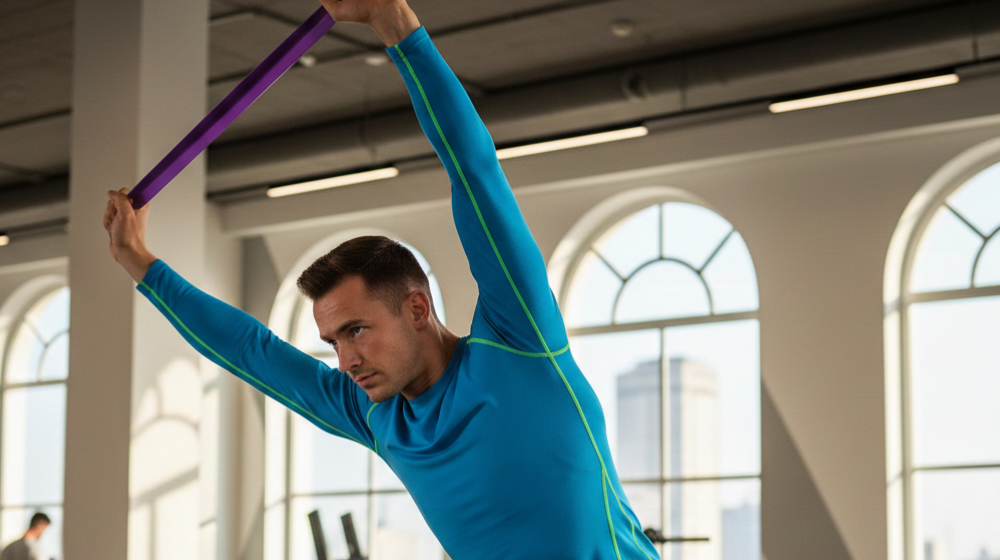 Overhead resistance band lat stretch