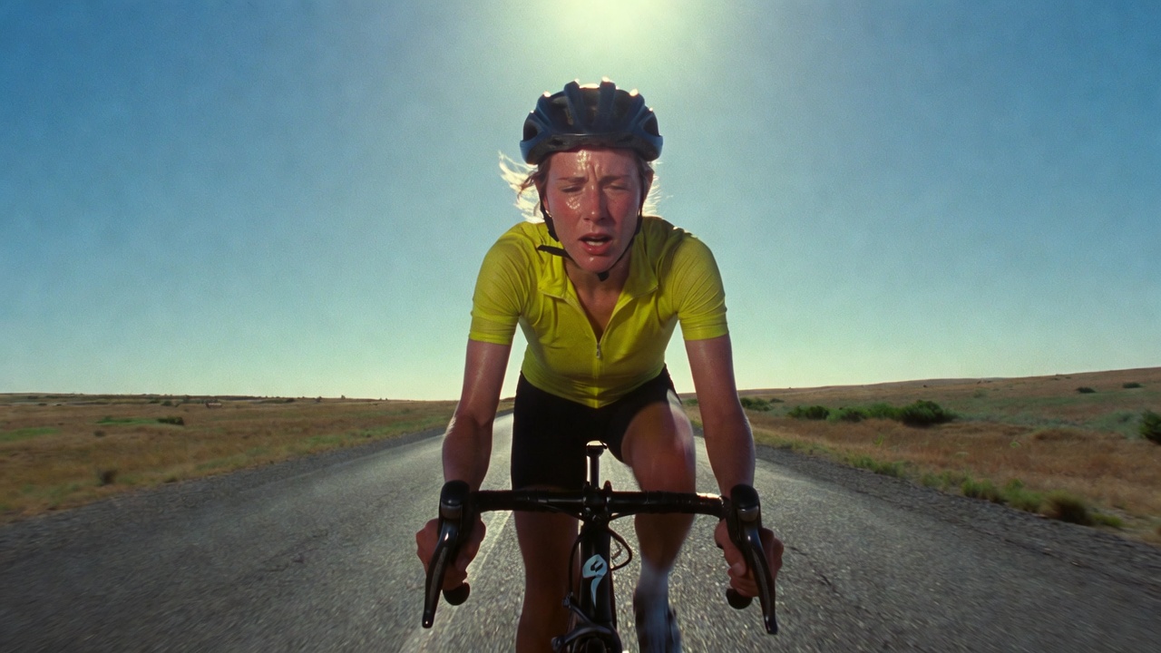 Cyclist experiencing dizziness during long hot ride