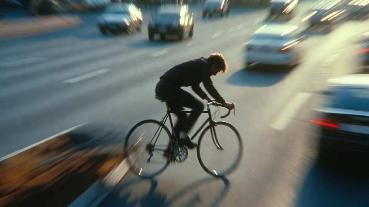 Rider drifting lanes from fatigue while cycling