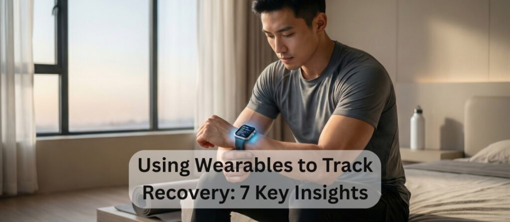 Athlete checking sleep data on smartwatch