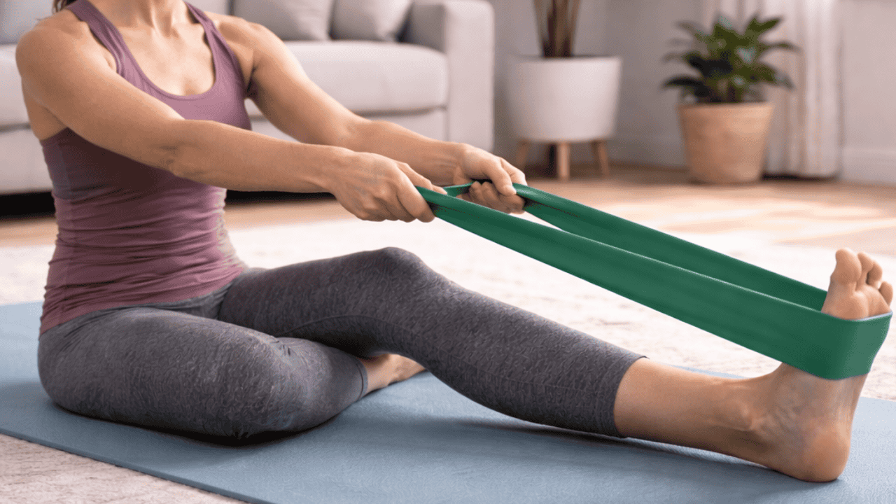 Stretching hamstrings using resistance bands safely