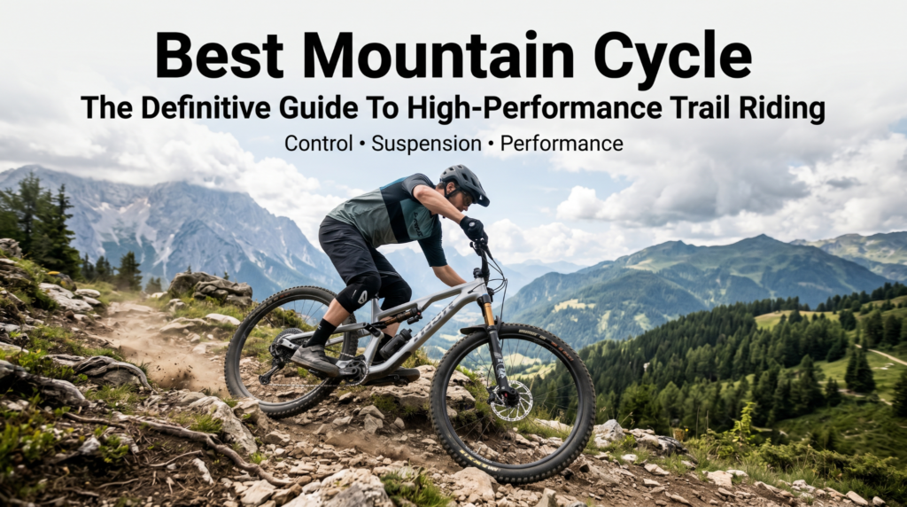 high performance mountain bike riding rugged trail terrain