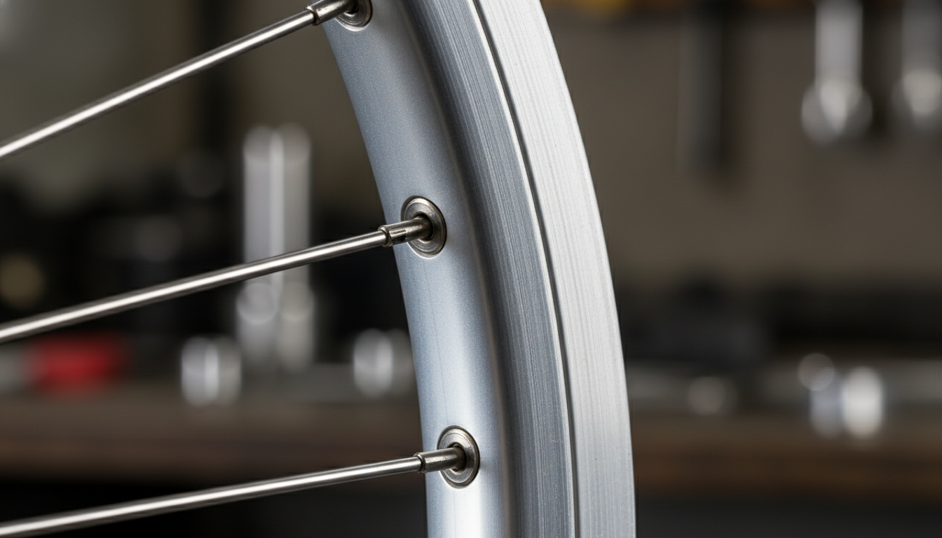 Close-up of a high-quality aluminum bicycle rim.