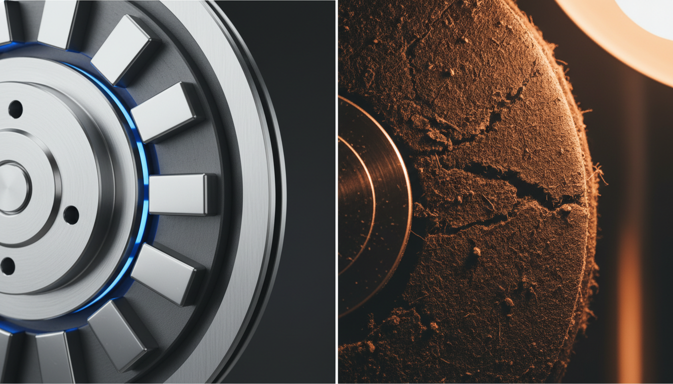 Comparison between a modern magnetic resistance system and a traditional friction pad.